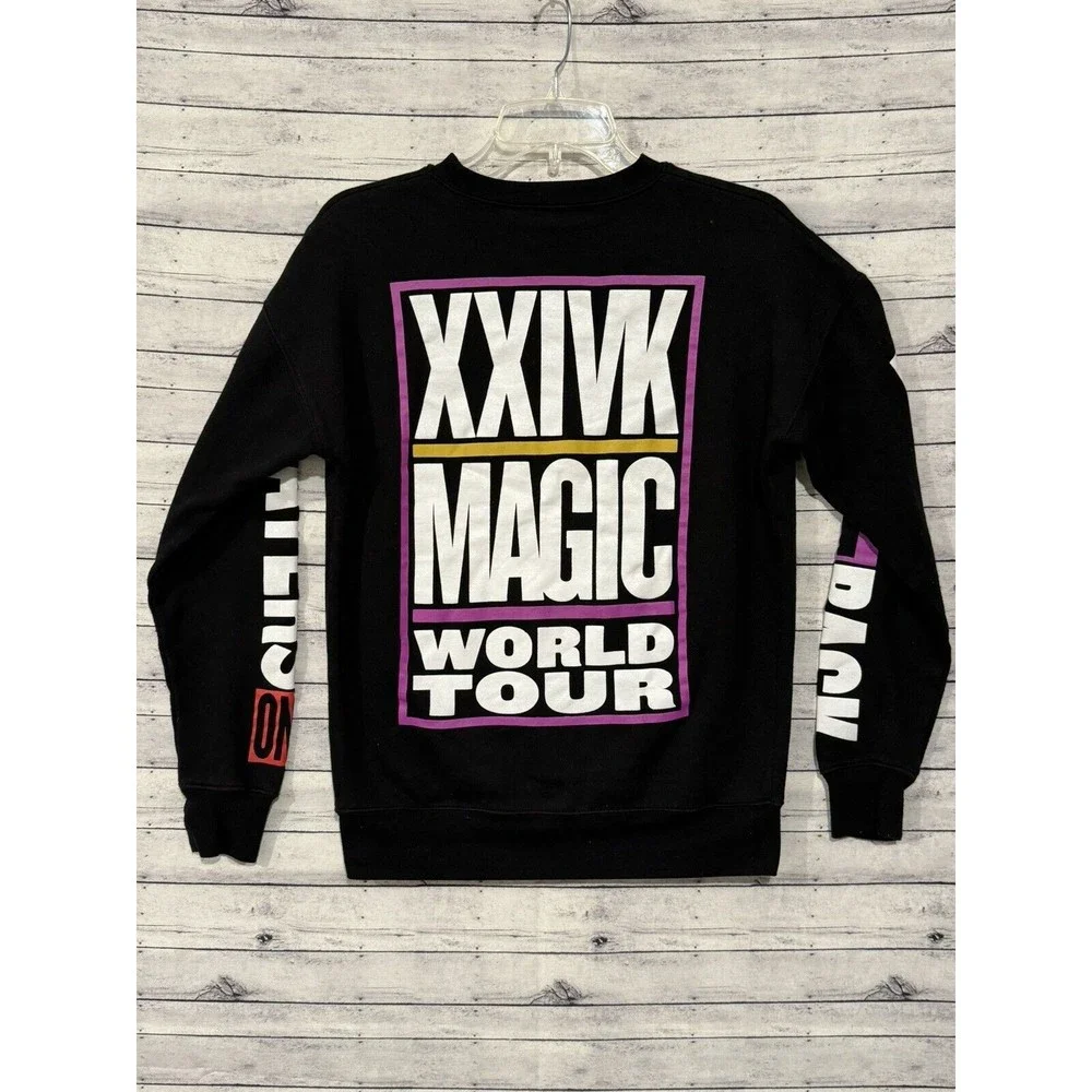 Bruno Mars 24K Magic World Tour OFFICIAL Crewneck Sweatshirt Sweater Black Sz S